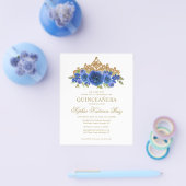 Budget Classic Floral Royal Blue Tiara Quinceañera Flyer (Enkel)