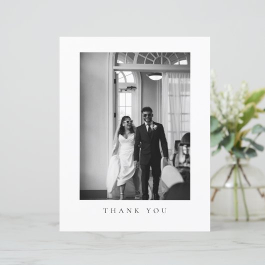Budget Classic Formal Wedding Photo Thank You Card (Staand voorkant)