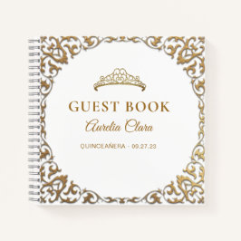 Budget Classic Gold White Quinceañera Gastenboek Notitieboek