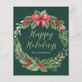 Budget Classic Groene krans Kerst Kaart (Voorkant)