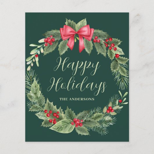 Budget Classic Groene krans Kerst Kaart (Voorkant)