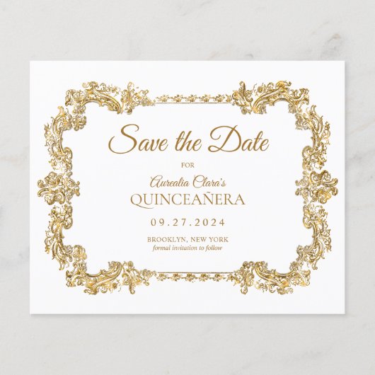 BUDGET Classic Ivoor Wit Goud Lijst Quinceanera (Voorkant)