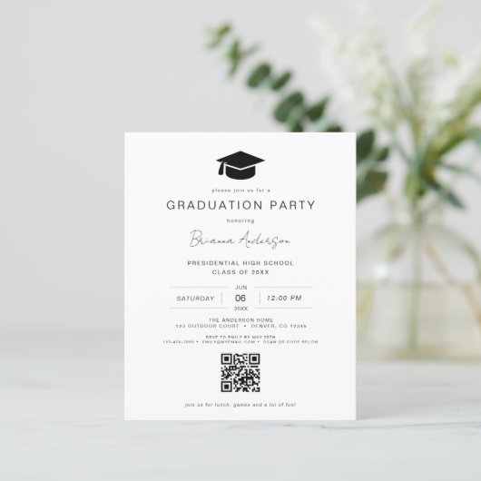 Budget Classic Minimalistische QR Code Graduation (Staand voorkant)