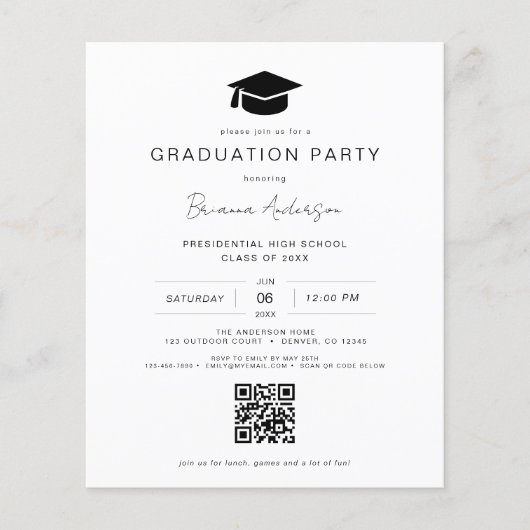 Budget Classic Minimalistische QR Code Graduation (Voorkant)