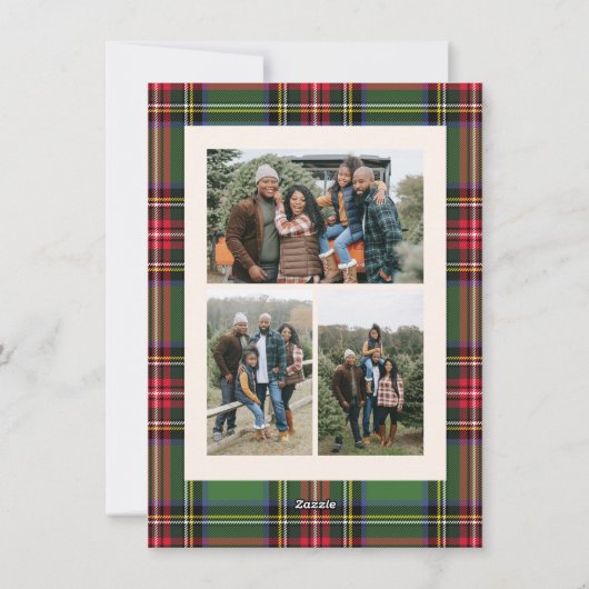 Budget Classic Plaid Vier Foto Kerstmis Feestdagenkaart (Achterkant)