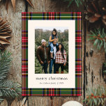 Budget Classic Plaid Vier Foto Kerstmis Feestdagenkaart<br><div class="desc">Budget Classic Plaid Four Photo Christmas Holiday Kaart heeft een traditioneel rood en groen geplakt lijst,  met een enkele foto aan de voorkant en drie foto's aan de achterkant.</div>