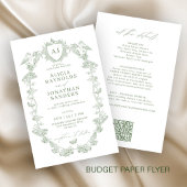 Budget classic sage all in one wedding invitation flyer
