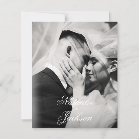 BUDGET Classic Script Photo Wedding Save the Date (Achterkant)