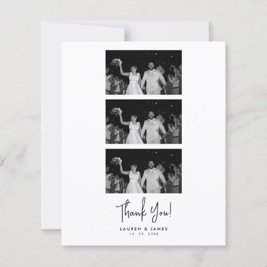 Budget Classic Wedding Photo Strip Thank You Card (Voorkant)