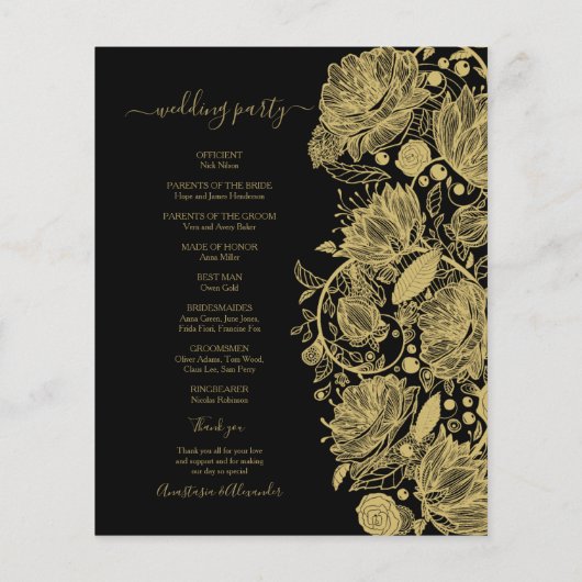 Budget Classic Wedding Program card. Flyer (Achterkant)