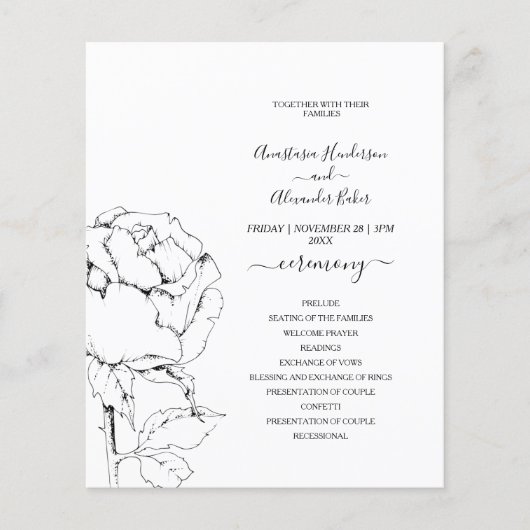 Budget Classic Wedding Program card. Flyer (Voorkant)
