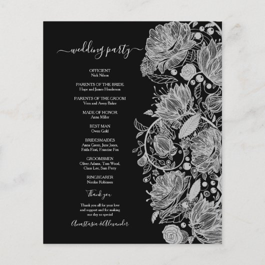 Budget Classic Wedding Program card. Flyer (Achterkant)