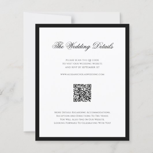 BUDGET Classic Zwart & Wit QR Code Trouwen (Achterkant)