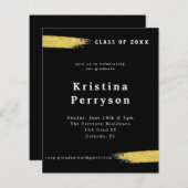 Budget Classy Black en Gold Afstuderen Invitation (Voorkant / Achterkant)