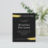 Budget Classy Black en Gold Afstuderen Invitation (Staand voorkant)
