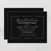 Budget Classy Black Gold Afstuderen Graduparty (Voorkant / Achterkant)