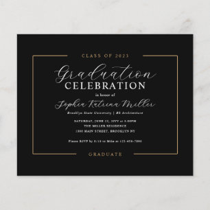 Budget Classy Black Gold Afstuderen Graduparty