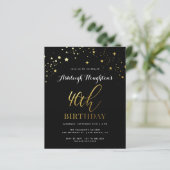 Budget Classy Black & Gold Confetti 40e verjaardag (Staand voorkant)