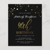 Budget Classy Black & Gold Confetti 40e verjaardag (Voorkant)