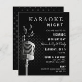 Budget Classy Black Karaoke Night Party Uitnodigin (Voorkant / Achterkant)