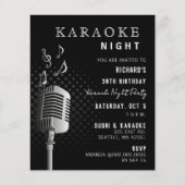 Budget Classy Black Karaoke Night Party Uitnodigin (Voorkant)