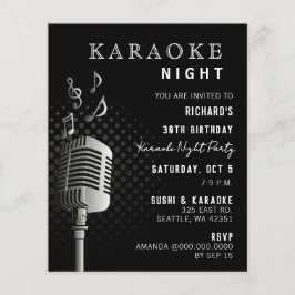 Budget Classy Black Karaoke Night Party Uitnodigin