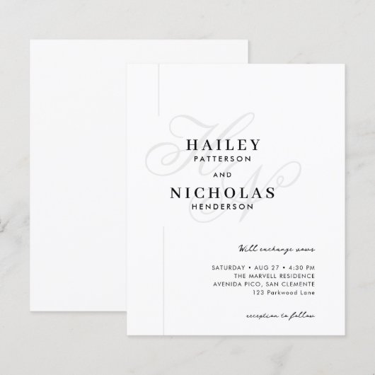 Budget Classy Chic Romantische Typografie Huwelijk (Voorkant / Achterkant)