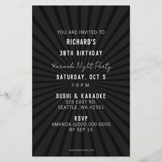 Budget Classy Mic Karaoke Night Party Invitation (Achterkant)