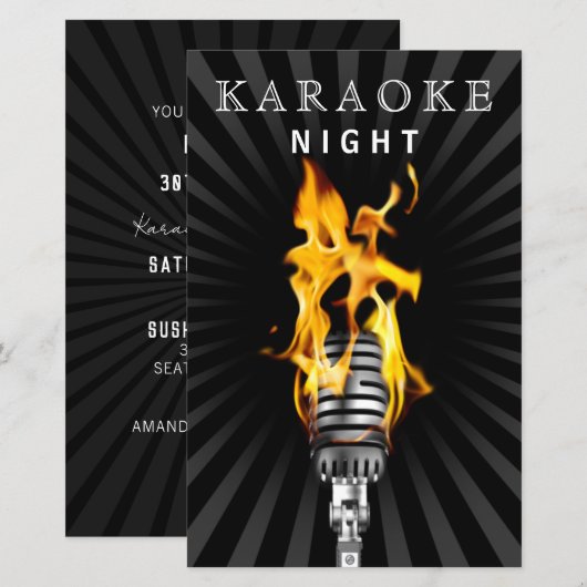 Budget Classy Mic Karaoke Night Party Invitation (Voorkant / Achterkant)