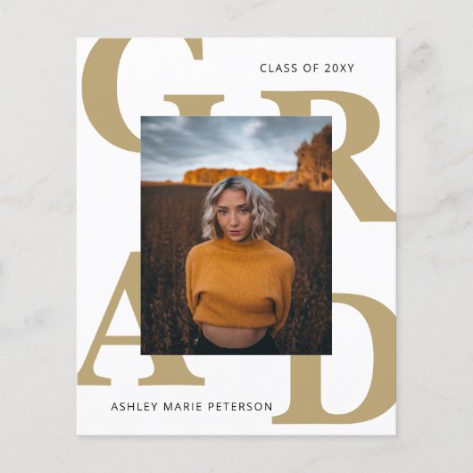 Budget Classy Photo Afstuderen Invitation (Voorkant)