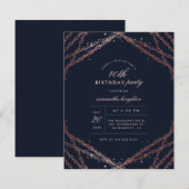 Budget Classy Roos Gold & Navy Blue Birthday Party (Voorkant / Achterkant)