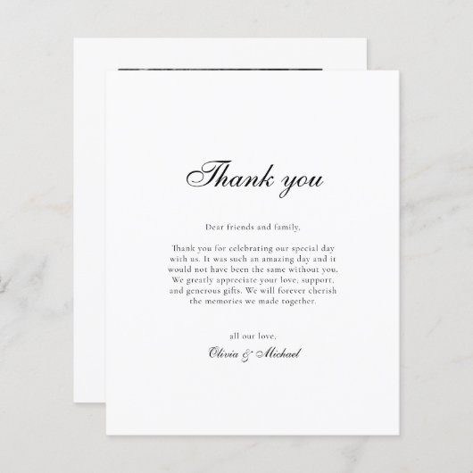 Budget Classy Script Photo Wedding Thank You (Voorkant / Achterkant)