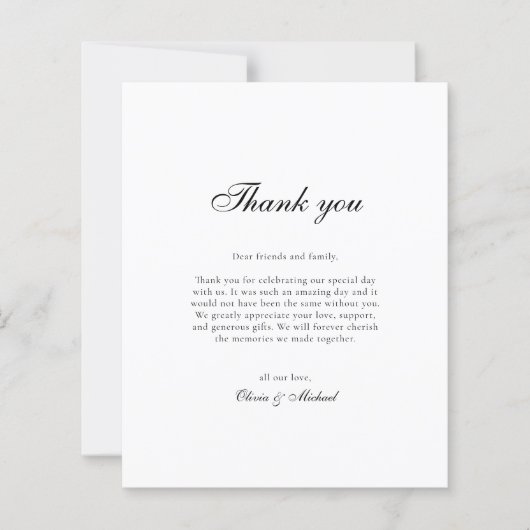 Budget Classy Script Photo Wedding Thank You (Voorkant)
