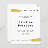 Budget Classy White en Gold Afstuderen Invitation (Voorkant / Achterkant)