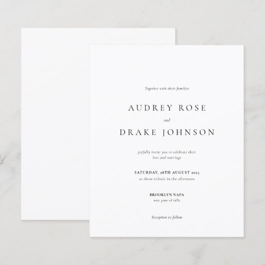 BUDGET Clean Modern Black and White Wedding (Voorkant / Achterkant)