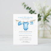 Budget Clothesline Blue Boy Baby Shower invitation (Staand voorkant)
