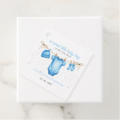 Budget Clothesline Blue Boy Baby Shower invitation Bedankjes Labels (In situ)
