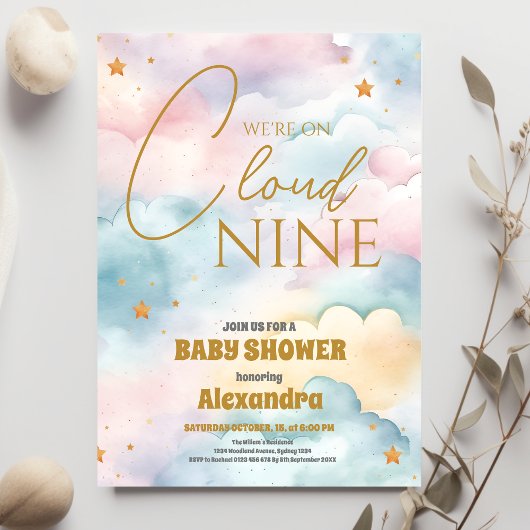 Budget Cloud 9 Gold Stars Waterverf Baby shower