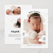 BUDGET Cloud Arch Fotocollage Bedankt Geboorte Notitiekaartje (Voorkant / Achterkant)