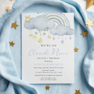 Budget Cloud Nine Baby Boy Baby shower Uitnodiging