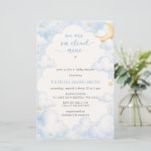 Budget Cloud Nine Baby Boy Baby Shower Uitnodiging (Staand voorkant)
