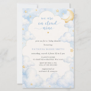 Budget Cloud Nine Baby Boy Baby Shower Uitnodiging