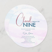 Budget Cloud Nine Modern Blauw Roze Vrijgezellenfe Kaart (Voorkant / Achterkant)