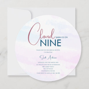 Budget Cloud Nine Modern Blauw Roze Vrijgezellenfe Kaart