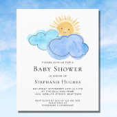 Budget Clouds Boy's Baby shower Uitnodiging