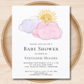 Budget Clouds Girls Baby shower Uitnodiging
