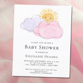 Budget Clouds Girls Baby shower Uitnodiging