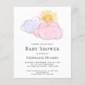 Budget Clouds Girls Baby shower Uitnodiging (Voorkant)