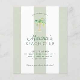 BUDGET Coastal Green Stripes Beach Club Birthday