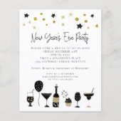 Budget Cocktails Gold Black nieuwjaar oud Uitnodig (Voorkant)